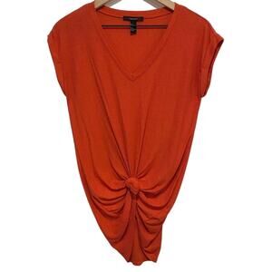 Forever 21 Orange Tie Front Tunic Size Small